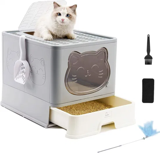 Caja de arena para gatos Caja de arena para gatos completamente cerrada en cajón de inodoro grande para mascotas Suministros de limpieza para mascotas