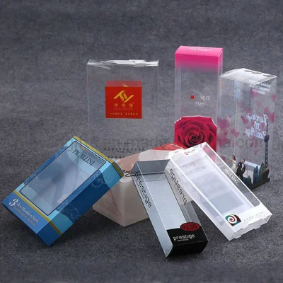 Embalaje de regalo plegable transparente Pet PVC PP Caja de plástico transparente con impresión