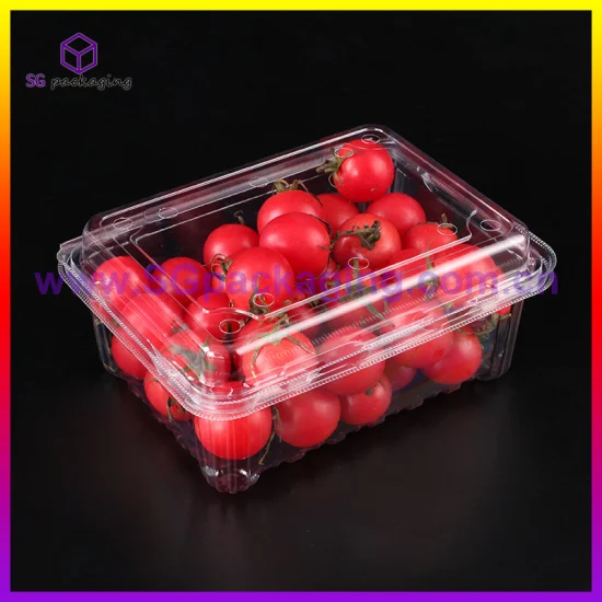 Caja plástica transparente de empaquetado de la fruta de la cubierta disponible del animal doméstico de la fresa